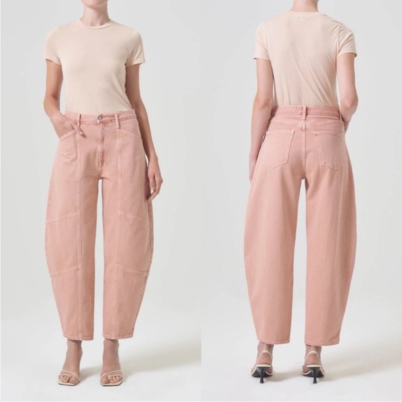 AGOLDE Mara Barrel Jeans in Pink Salt - Picture 1 of 15